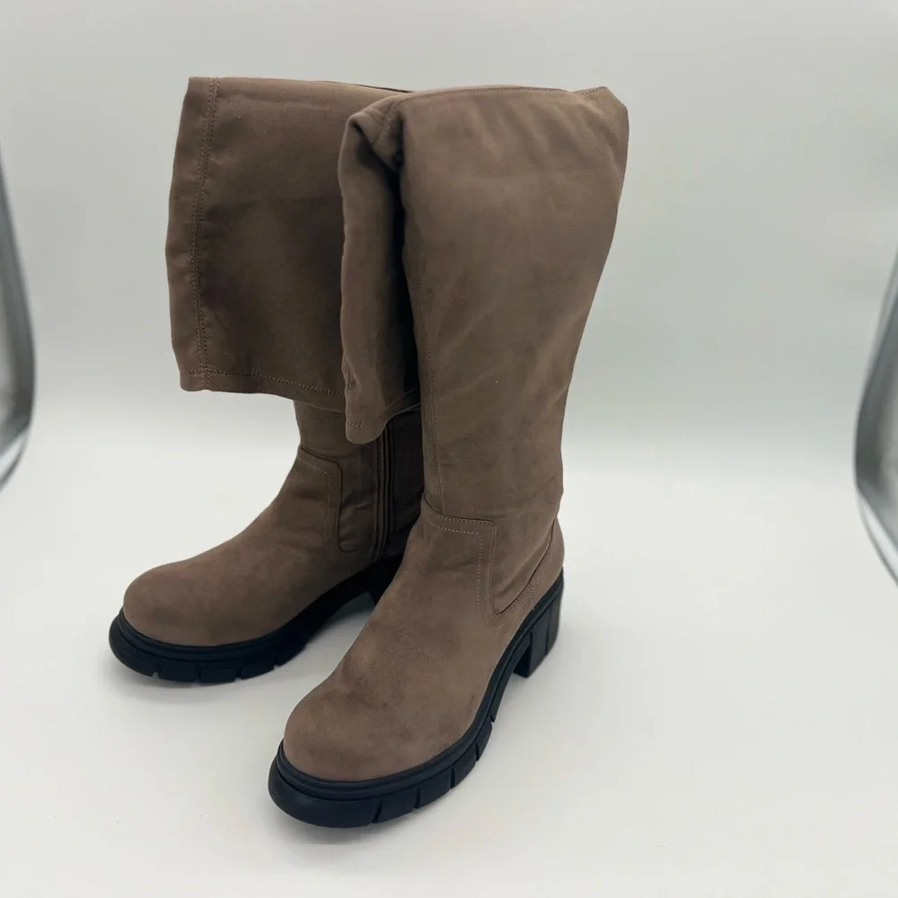 BC It’s My Life Dark Taupe Fashion Suede Boots Size 9